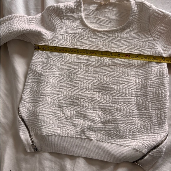 Moth White Crew Neck Sweater Ribbed Knit with side zippers - Picture 8 of 10